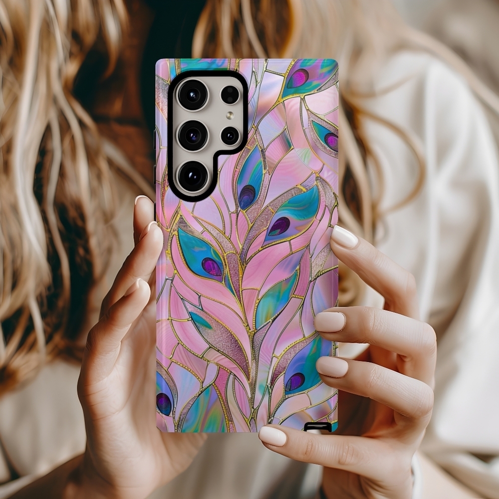 Peacock Feather Stained Glass Design Samsung Galaxy S24 Ultra Phone Case